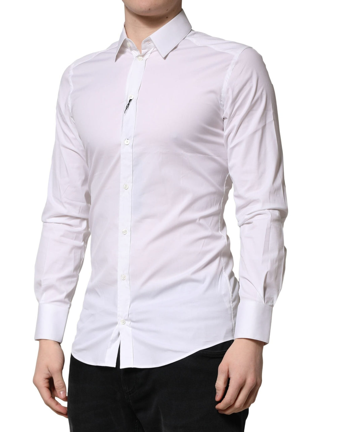 Men’s Dolce &amp; Gabbana White Gold Cotton Men Dress Formal Shirt
