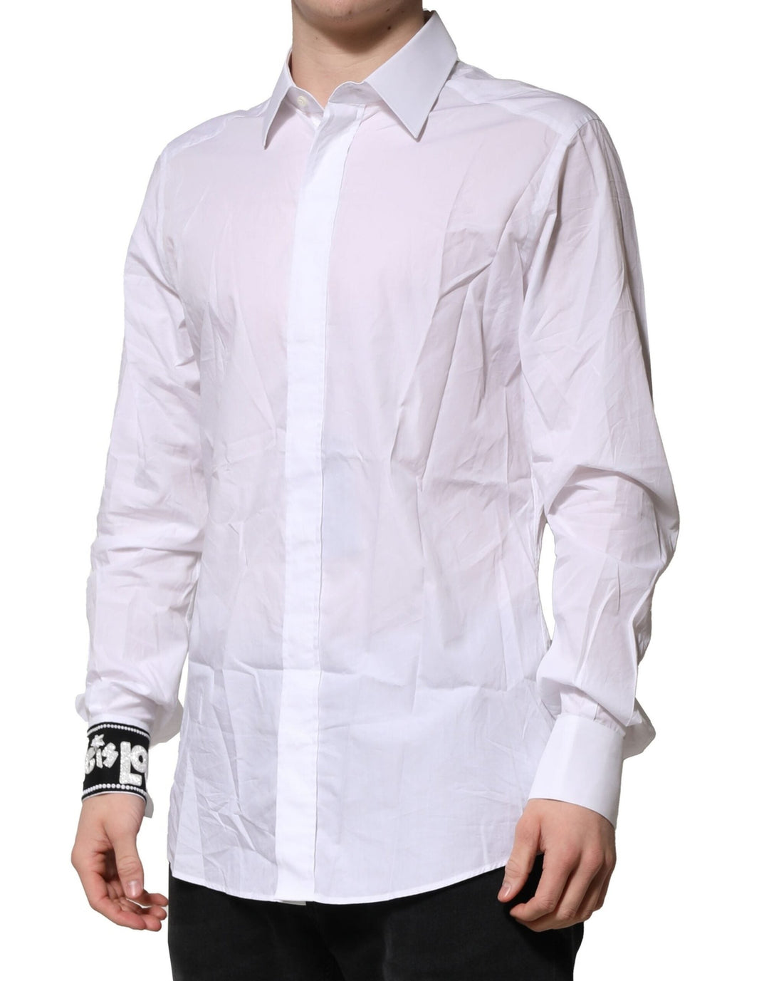 Men’s Dolce &amp; Gabbana White Gold Cotton Men Dress Formal Shirt