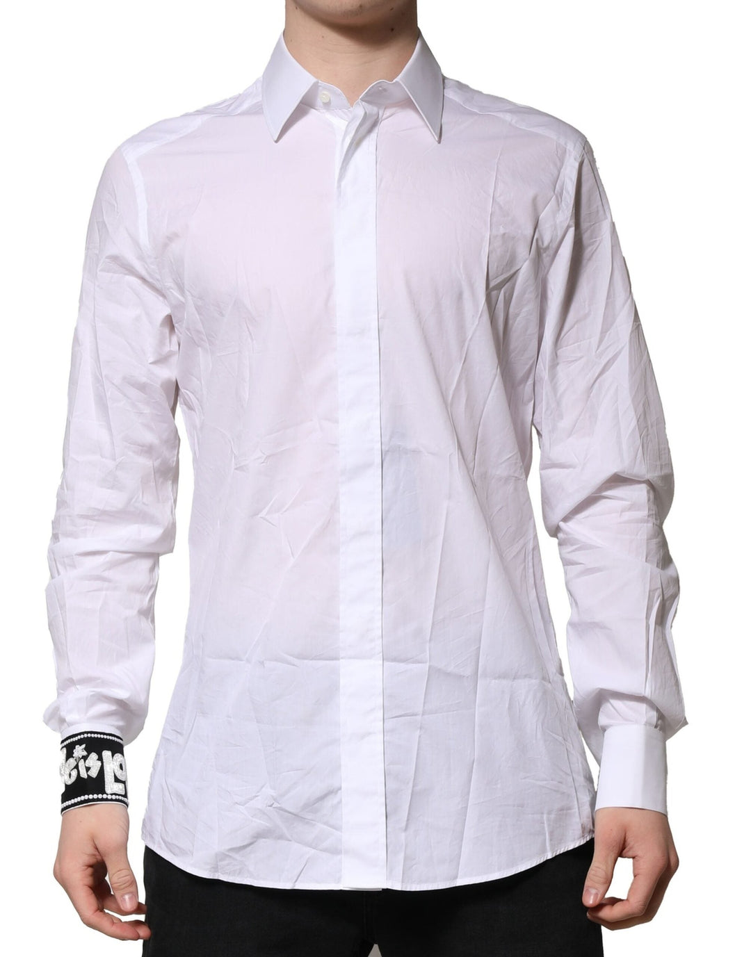 Men’s Dolce & Gabbana White Gold Cotton Men Dress Formal Shirt