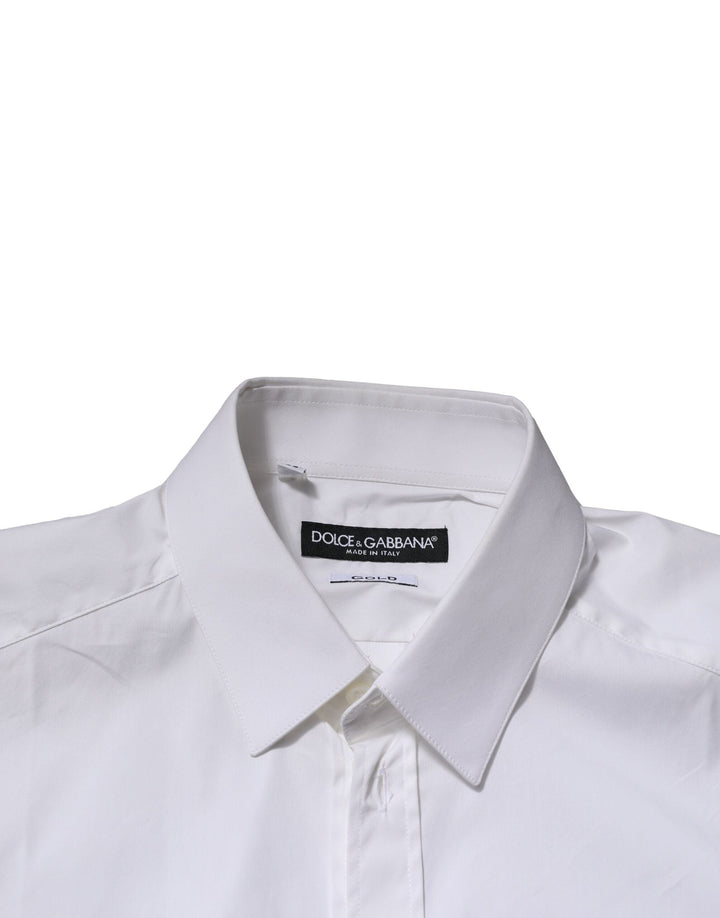 Men’s Dolce &amp; Gabbana White Gold Cotton Men Dress Formal Shirt