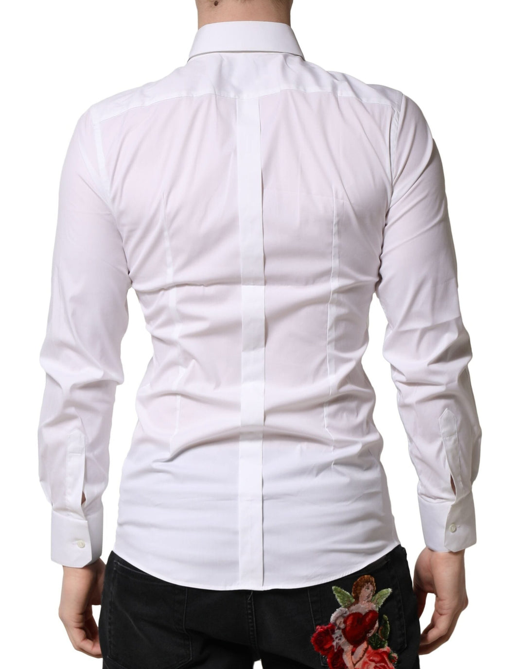 Men’s Dolce &amp; Gabbana White Gold Cotton Men Dress Formal Shirt