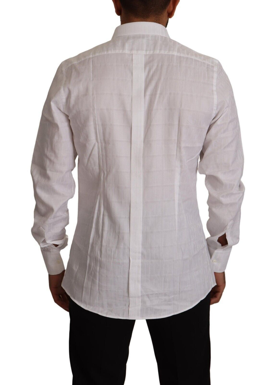 Men’s Dolce & Gabbana White Gold Cotton Slim Fit Dress Formal Shirt