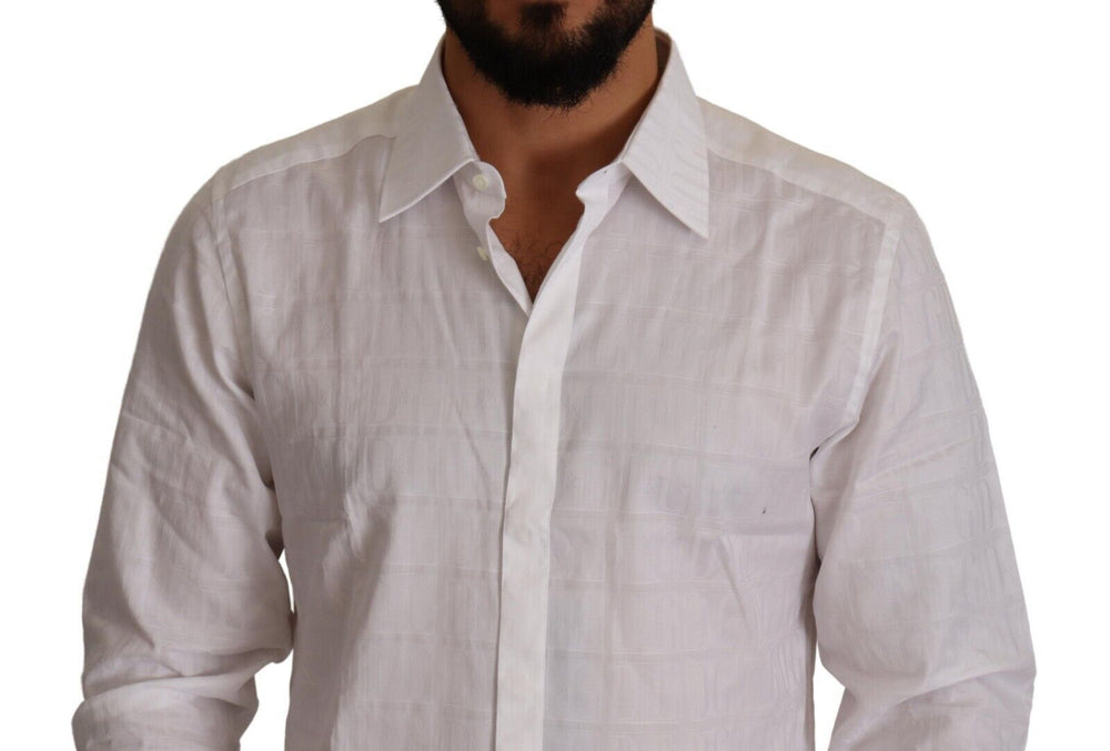 Men’s Dolce & Gabbana White Gold Cotton Slim Fit Dress Formal Shirt