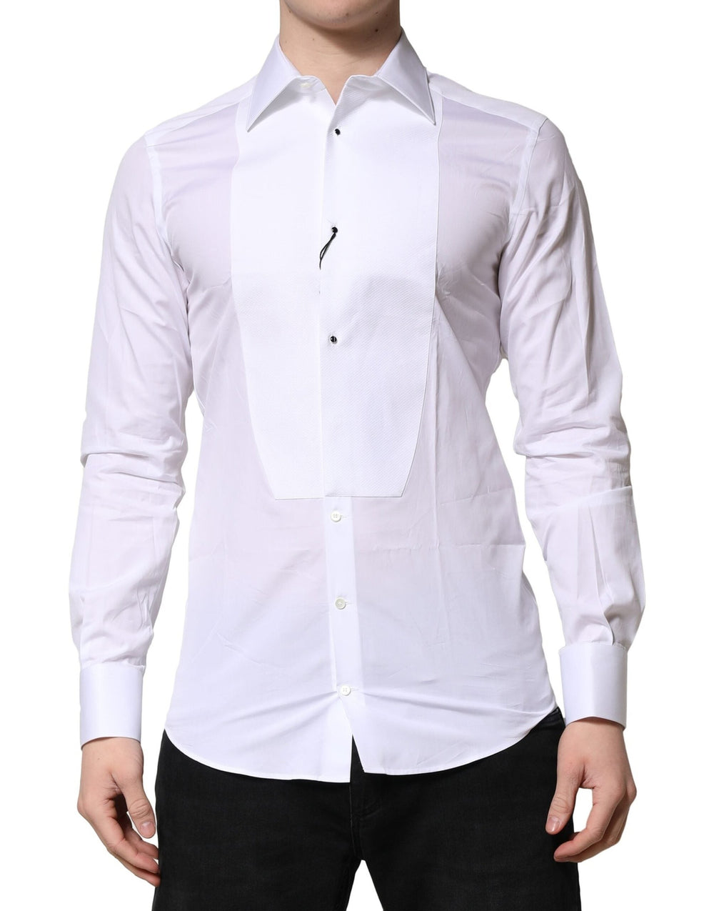 Men’s Dolce & Gabbana White Gold Crown Cotton Dress Formal Shirt