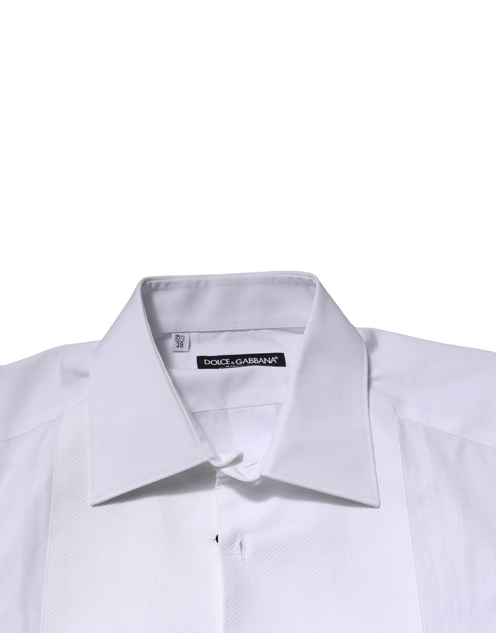 Men’s Dolce &amp; Gabbana White Gold Crown Cotton Dress Formal Shirt