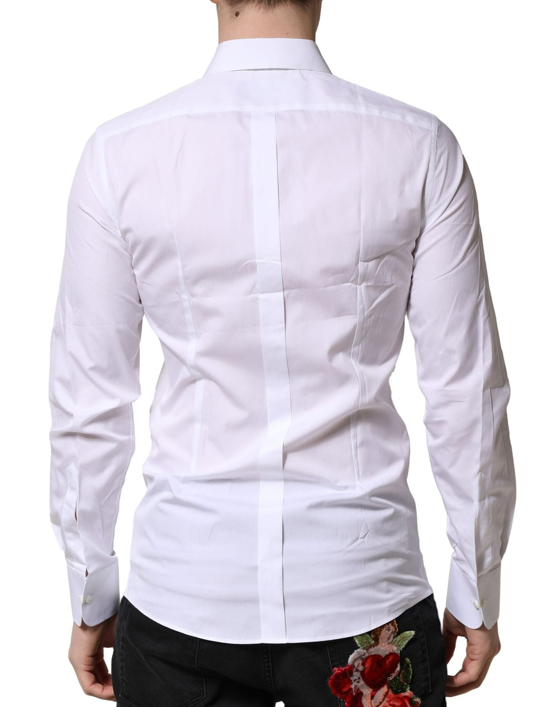 Men’s Dolce &amp; Gabbana White Gold Crown Cotton Dress Formal Shirt