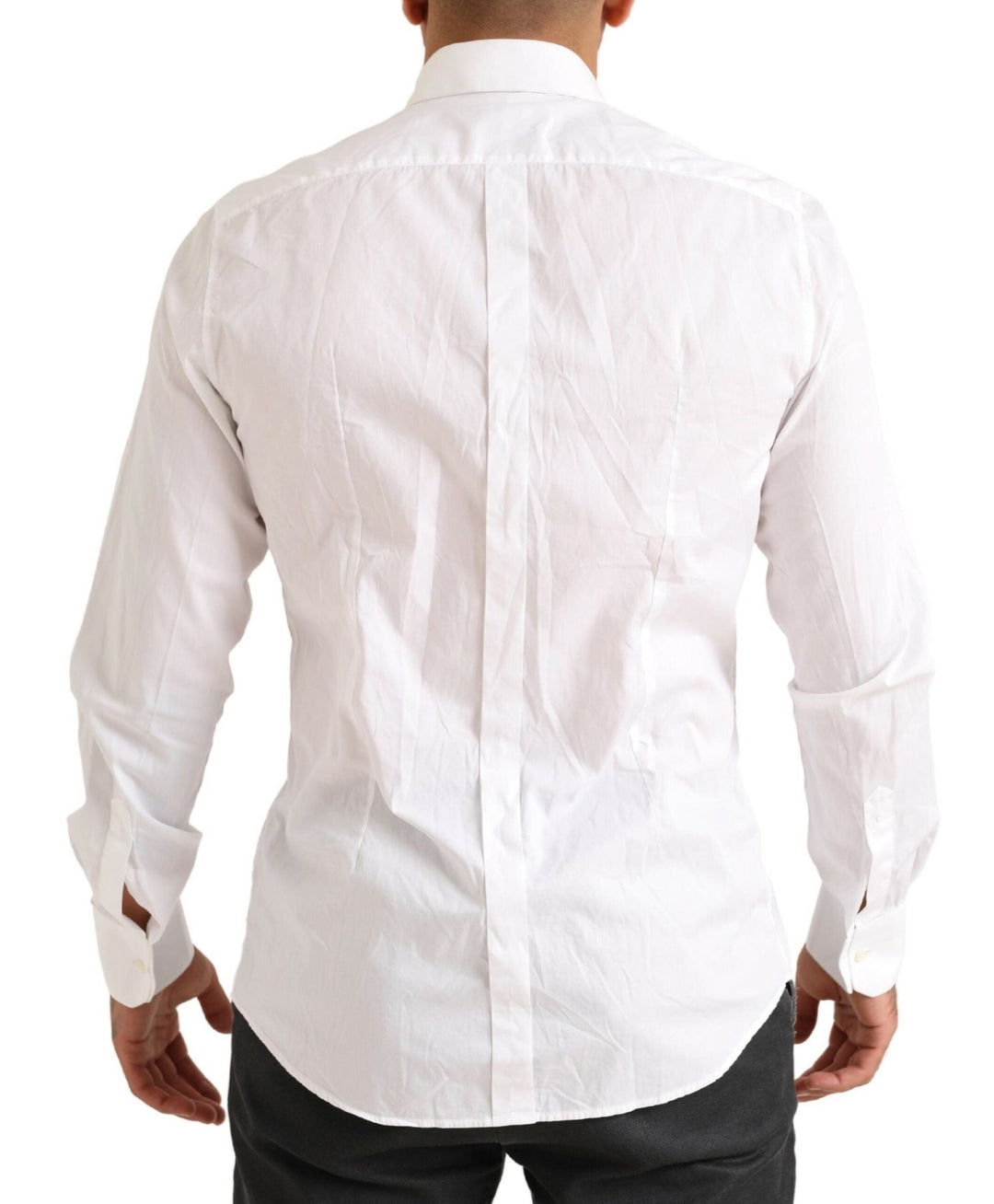 Dolce &amp; Gabbana White Gold Formal Cotton Tuxedo Dress Shirt