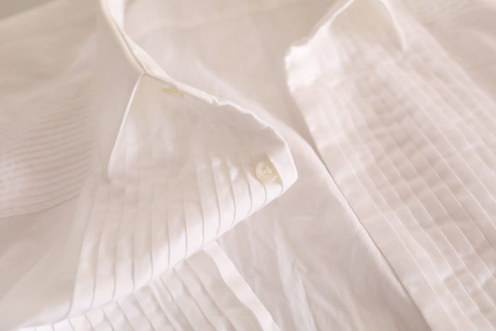 Dolce &amp; Gabbana White Gold Formal Cotton Tuxedo Dress Shirt