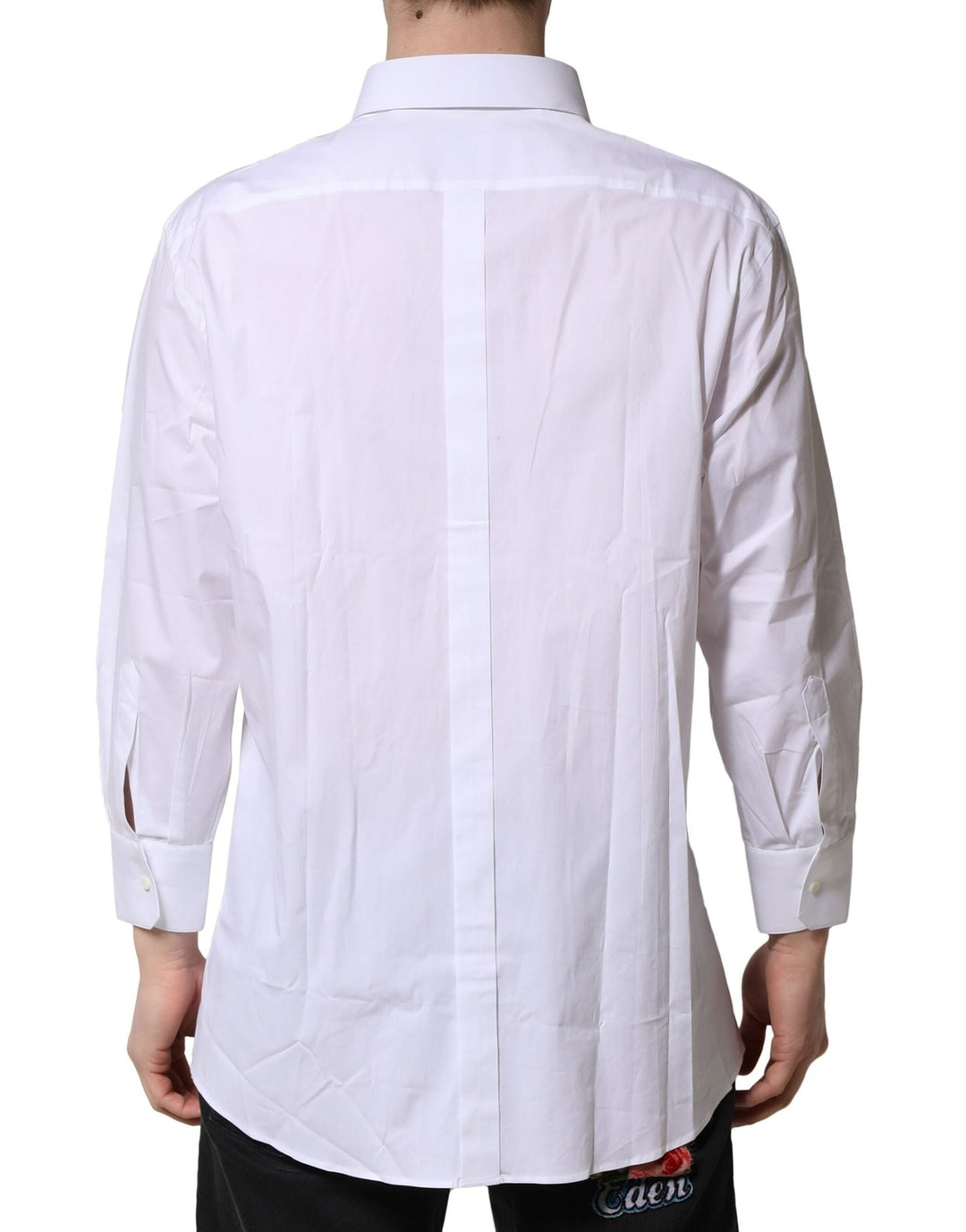 Men’s Dolce &amp; Gabbana White Gold Long Sleeves Dress Formal Shirt
