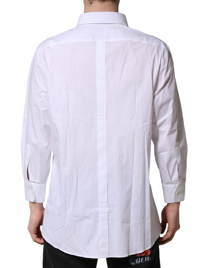 Men’s Dolce &amp; Gabbana White Gold Long Sleeves Dress Formal Shirt