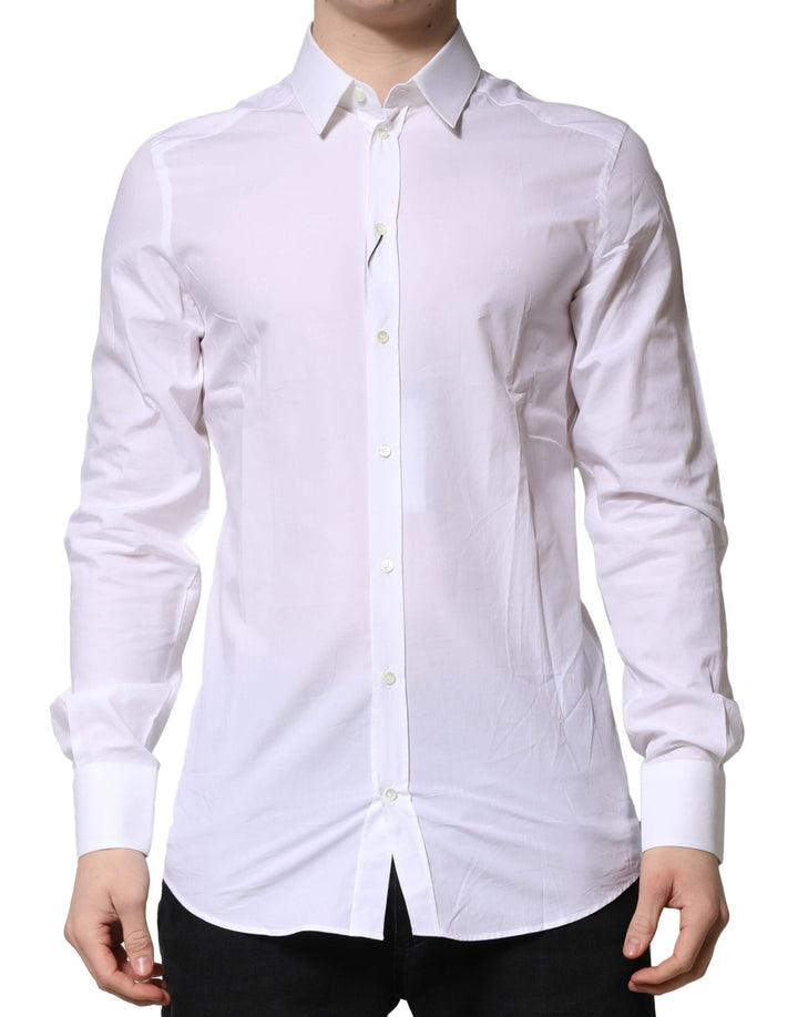 Dolce &amp; Gabbana White Gold Long Sleeves Dress Formal Shirt