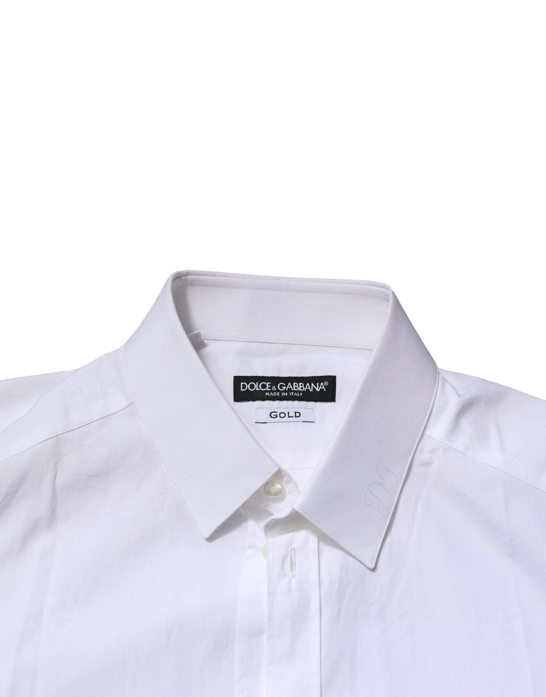 Dolce &amp; Gabbana White Gold Long Sleeves Dress Formal Shirt
