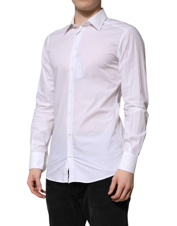 Men’s Dolce &amp; Gabbana White Gold Long Sleeves Dress Formal Shirt