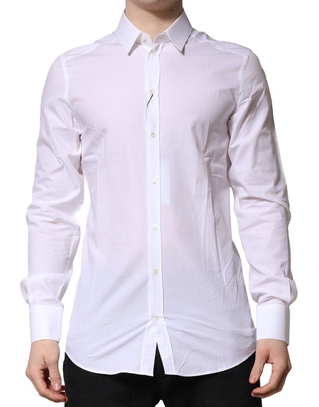 Dolce &amp; Gabbana White Gold Long Sleeves Dress Formal Shirt
