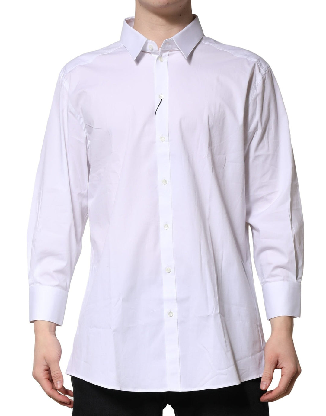 Men’s Dolce & Gabbana White Gold Long Sleeves Dress Formal Shirt