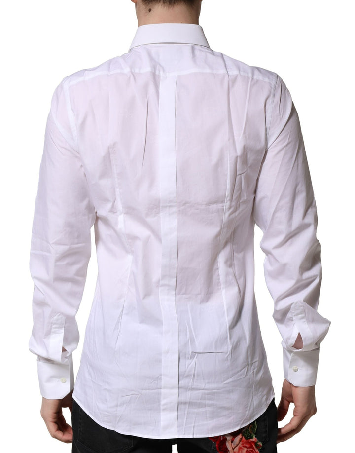 Men’s Dolce &amp; Gabbana White Gold Long Sleeves Dress Formal Shirt