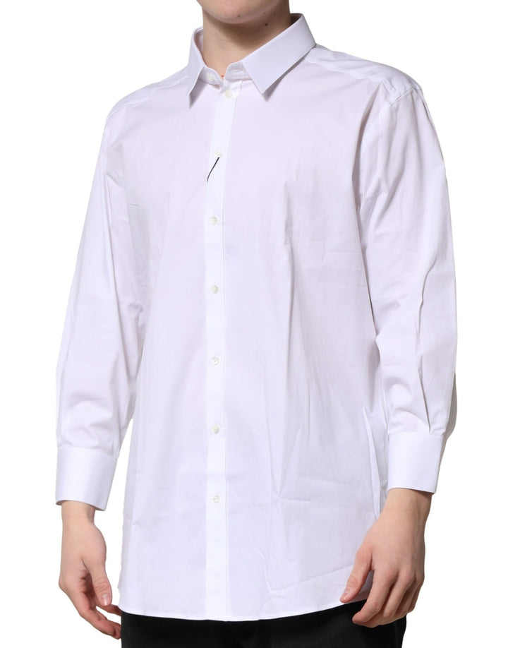 Men’s Dolce &amp; Gabbana White Gold Long Sleeves Dress Formal Shirt