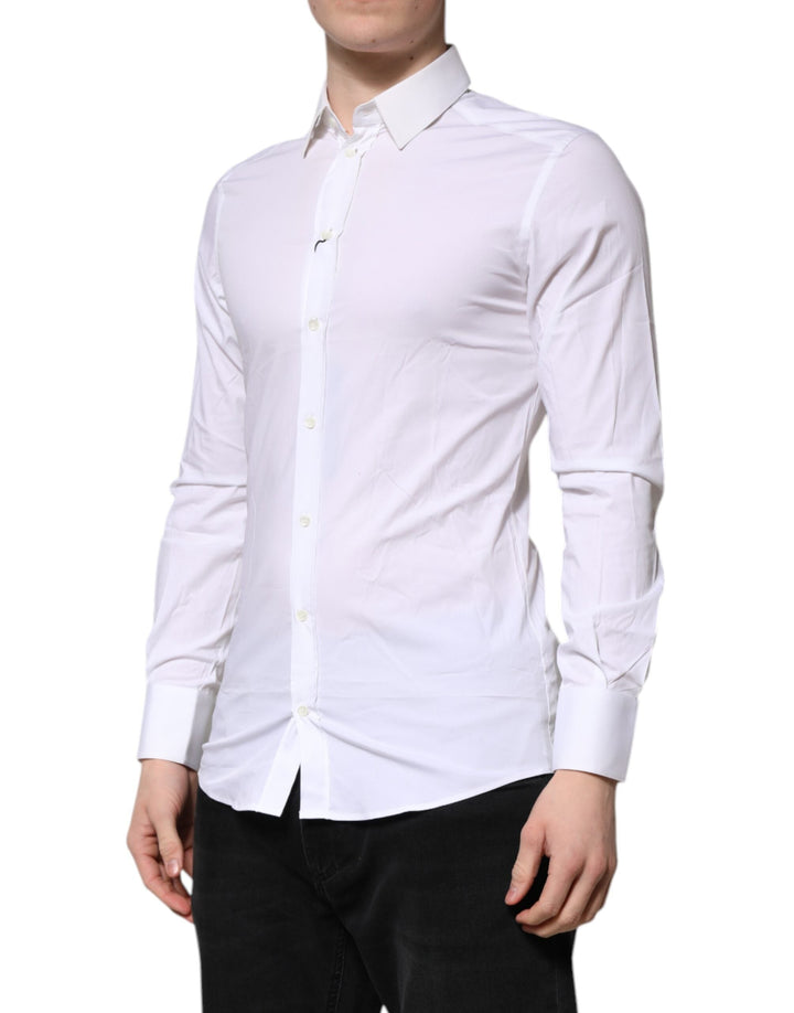 Men’s Dolce &amp; Gabbana White Gold Long Sleeves Dress Formal Shirt