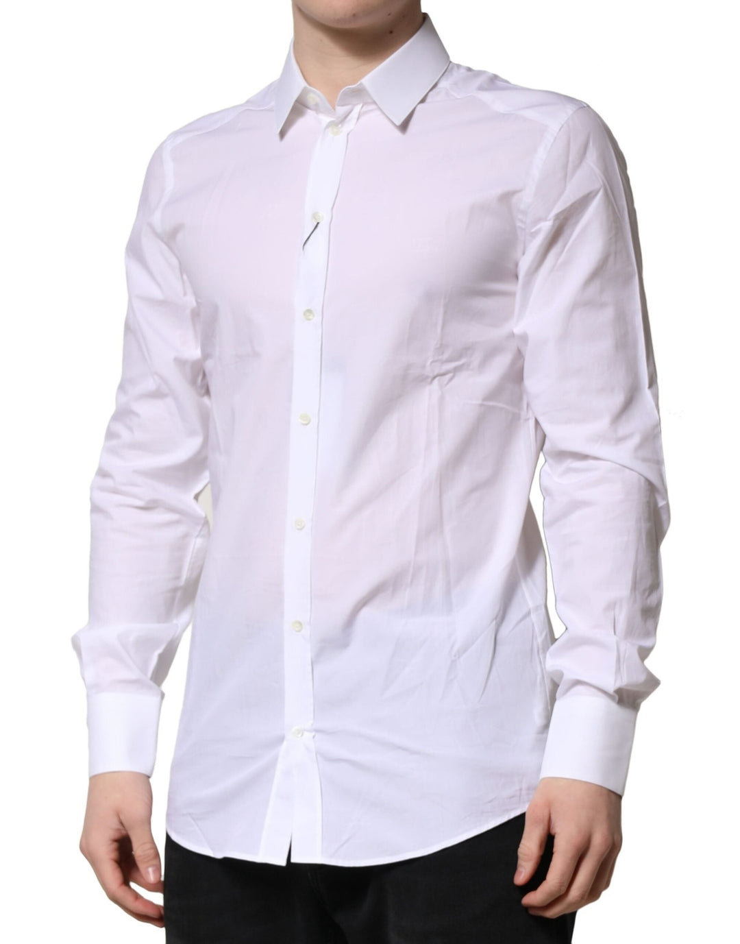 Dolce &amp; Gabbana White Gold Long Sleeves Dress Formal Shirt