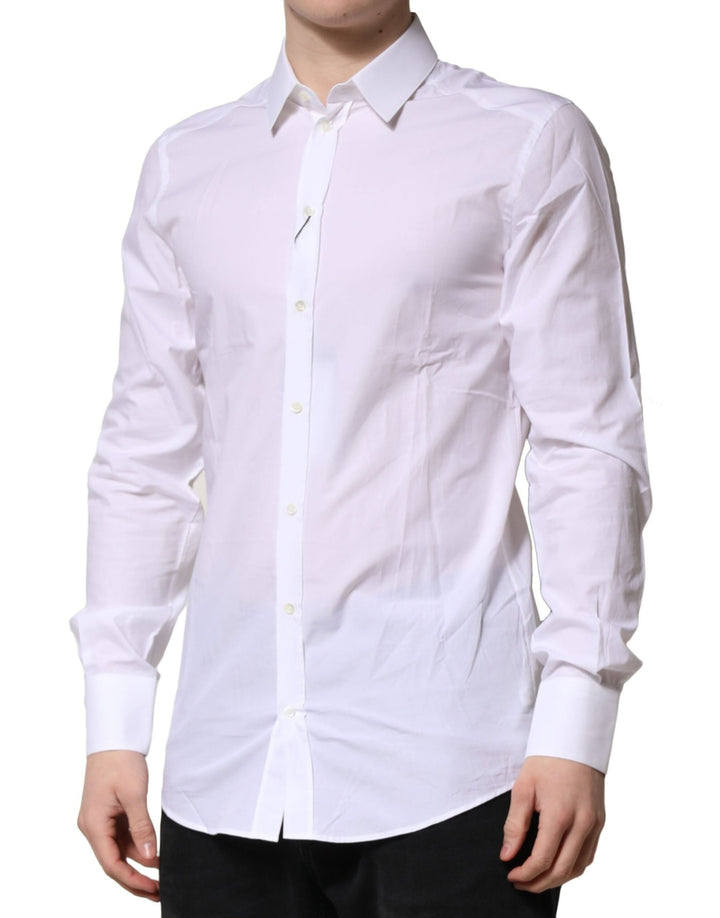 Dolce &amp; Gabbana White Gold Long Sleeves Dress Formal Shirt