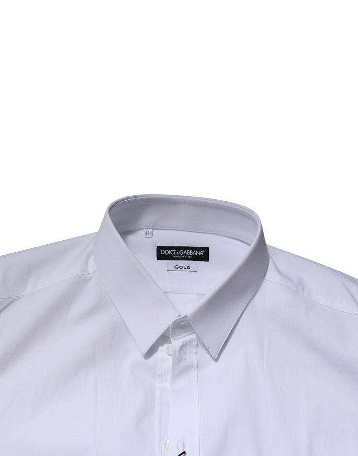 Men’s Dolce &amp; Gabbana White Gold Long Sleeves Dress Formal Shirt