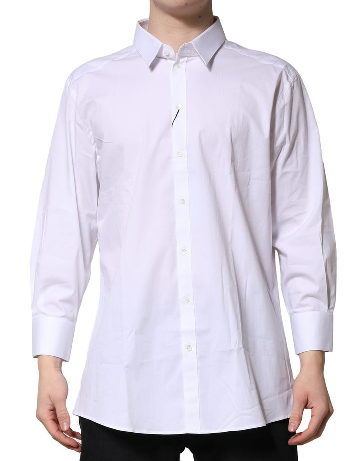 Men’s Dolce &amp; Gabbana White Gold Long Sleeves Dress Formal Shirt