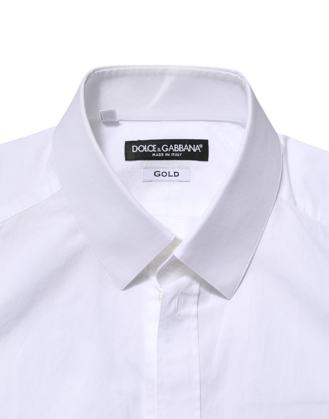 Men’s Dolce &amp; Gabbana White Gold Long Sleeves Dress Men Formal Shirt