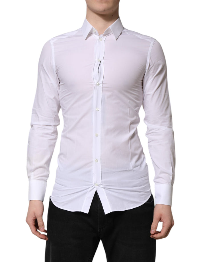 Men’s Dolce &amp; Gabbana White Gold Long Sleeves Dress Men Formal Shirt