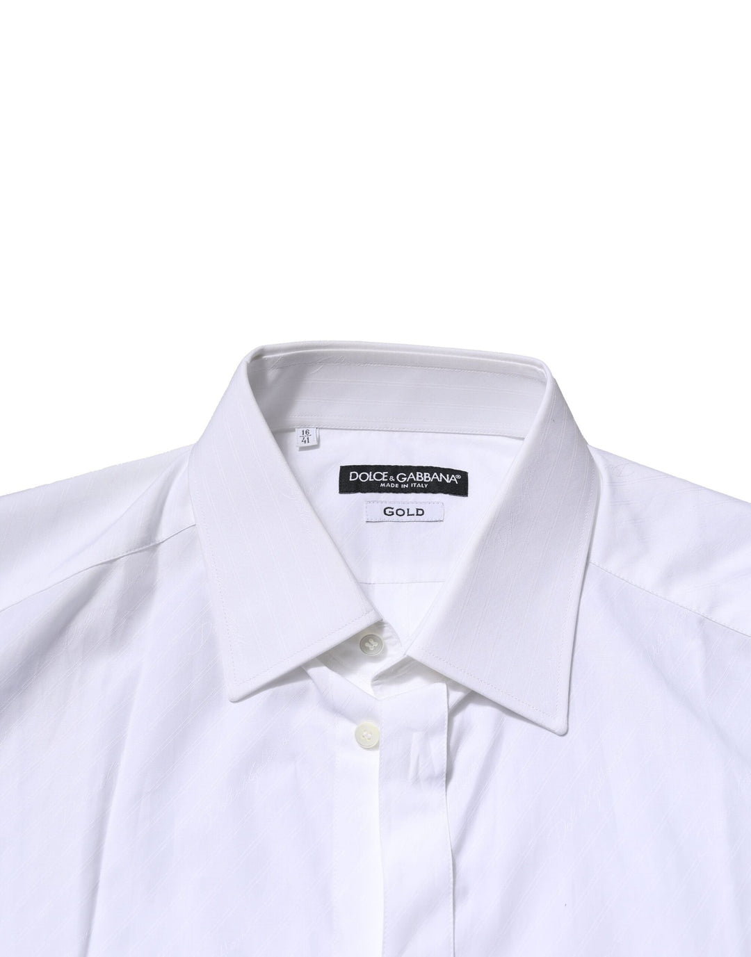 Men’s Dolce &amp; Gabbana White Gold Long Sleeves Men Dress Formal Shirt