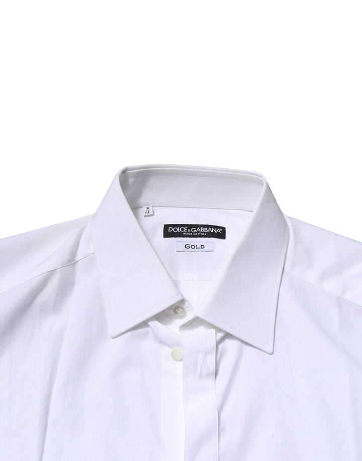 Men’s Dolce &amp; Gabbana White Gold Long Sleeves Men Dress Formal Shirt