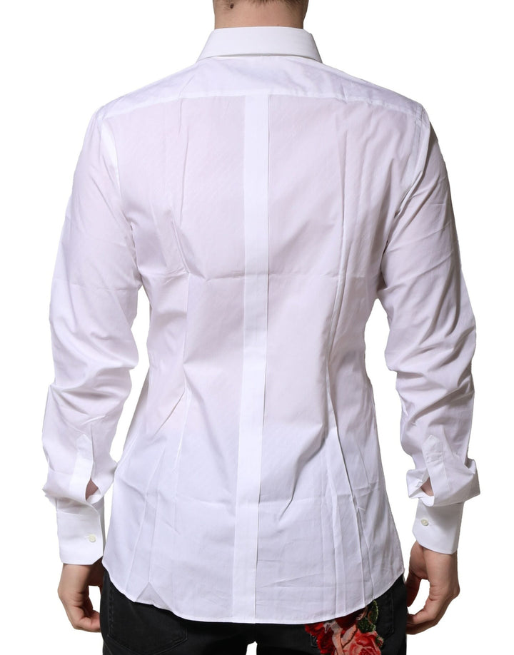 Men’s Dolce &amp; Gabbana White Gold Long Sleeves Men Dress Formal Shirt