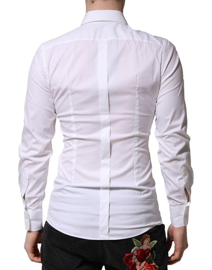 Dolce &amp; Gabbana White Gold Long Sleeves Men Dress Formal Shirt