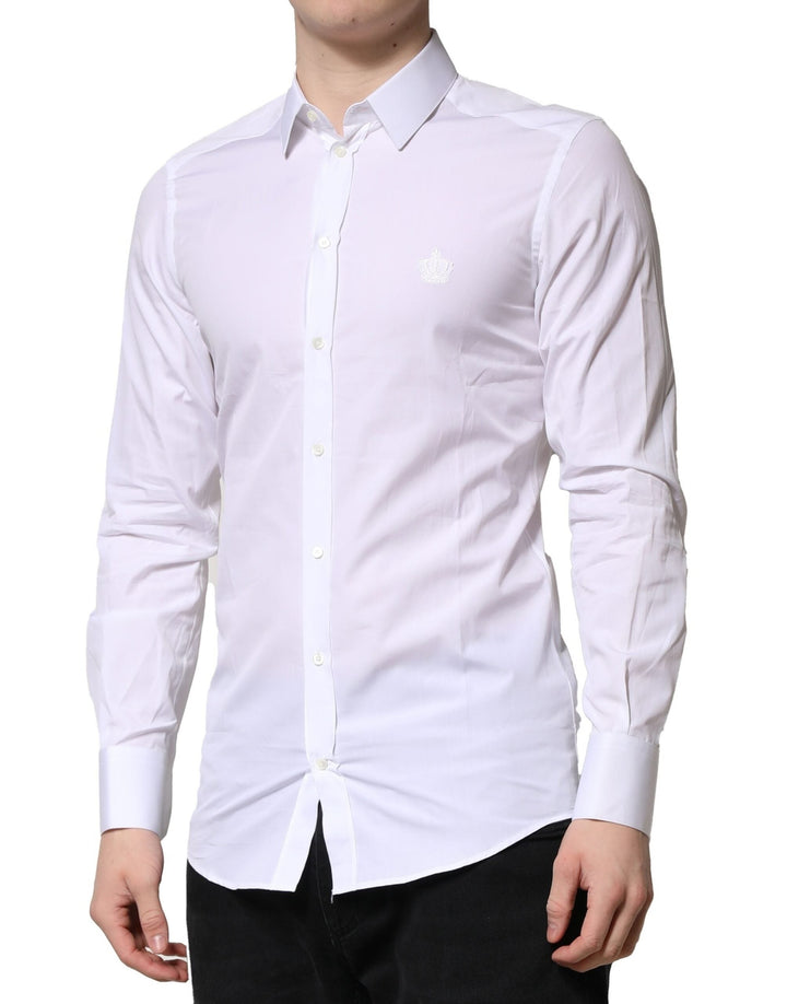 Men’s Dolce &amp; Gabbana White Gold Long Sleeves Men Dress Formal Shirt