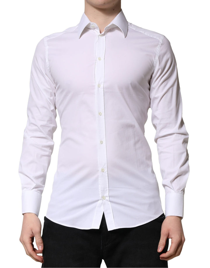 Dolce &amp; Gabbana White Gold Long Sleeves Men Dress Formal Shirt