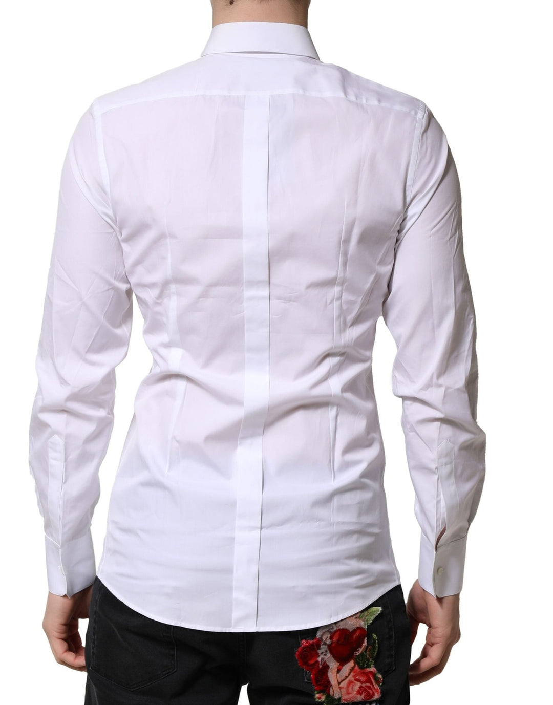 Men’s Dolce &amp; Gabbana White Gold Long Sleeves Men Dress Formal Shirt