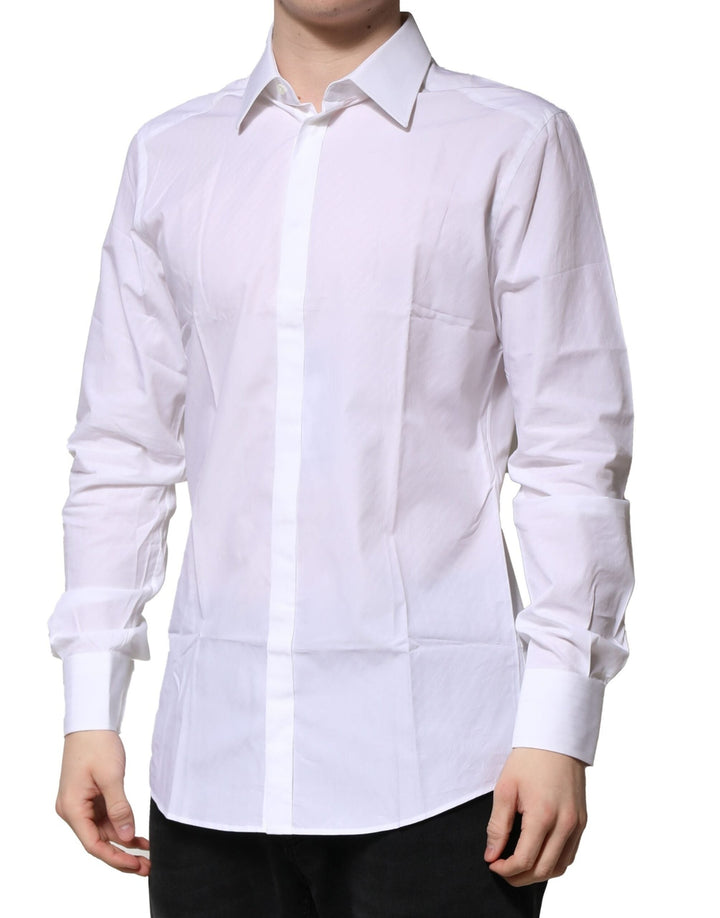 Men’s Dolce &amp; Gabbana White Gold Long Sleeves Men Dress Formal Shirt