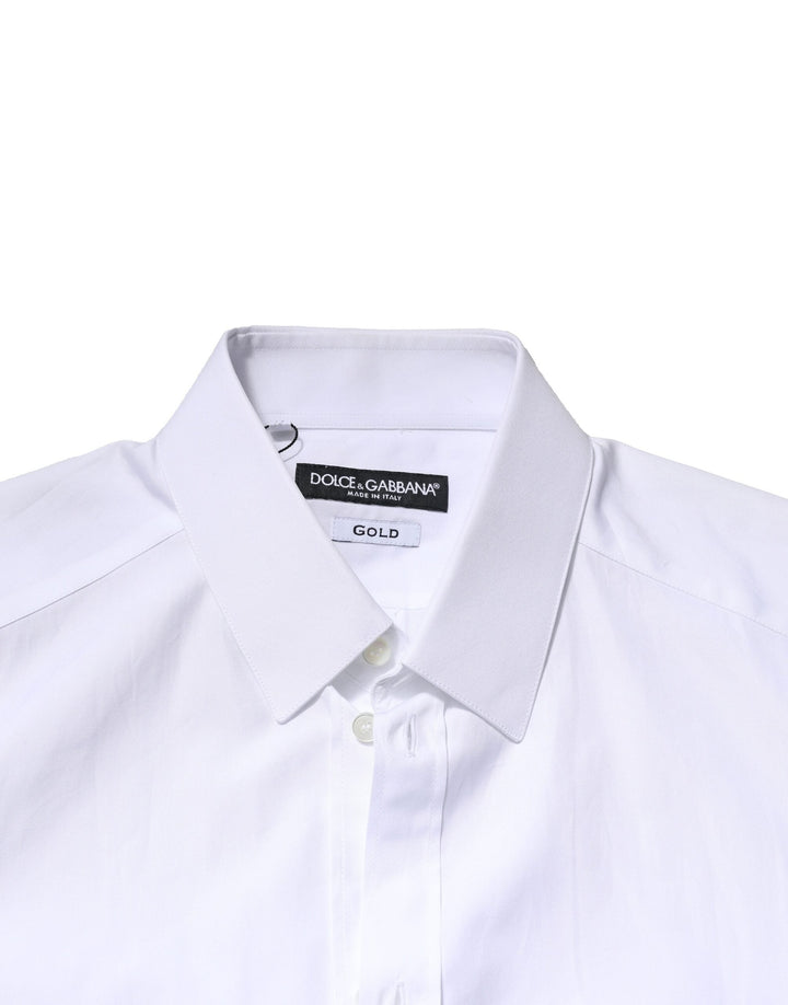 Men’s Dolce &amp; Gabbana White Gold Long Sleeves Men Dress Formal Shirt