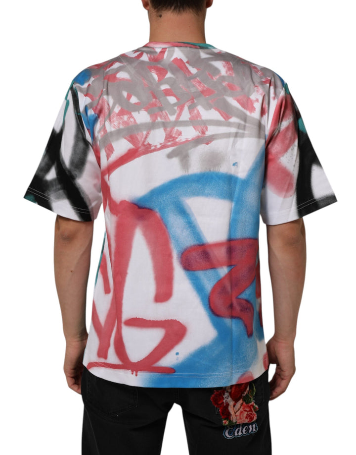 Dolce &amp; Gabbana White Graffiti Crew Neck Short Sleeves T-shirt