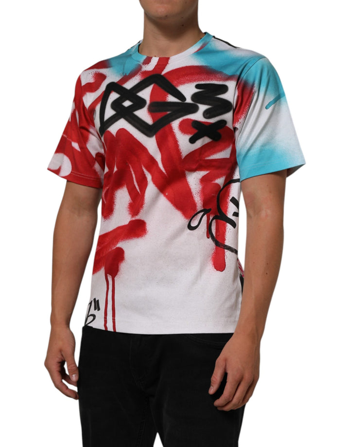 Dolce &amp; Gabbana White Graffiti Crew Neck Short Sleeves T-shirt