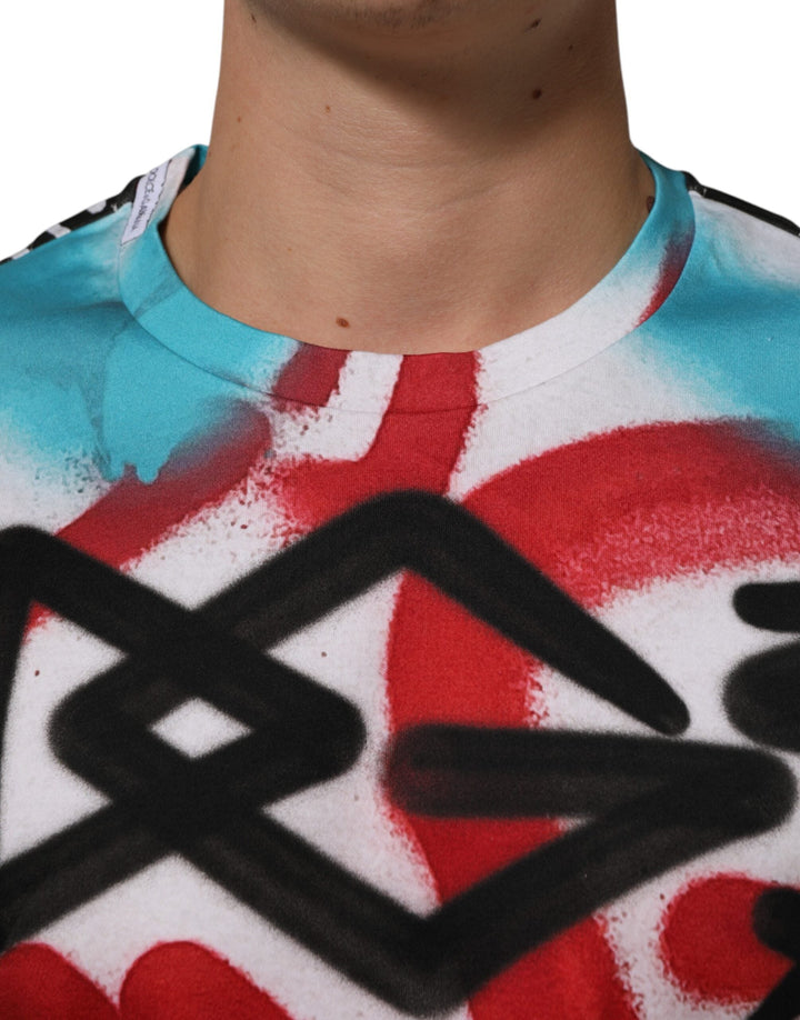 Dolce &amp; Gabbana White Graffiti Crew Neck Short Sleeves T-shirt