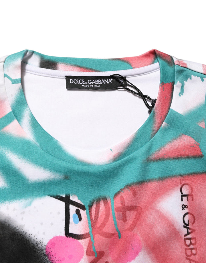 Dolce &amp; Gabbana White Graffiti Crew Neck Short Sleeves T-shirt