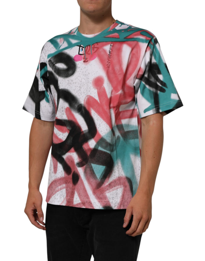 Dolce &amp; Gabbana White Graffiti Crew Neck Short Sleeves T-shirt