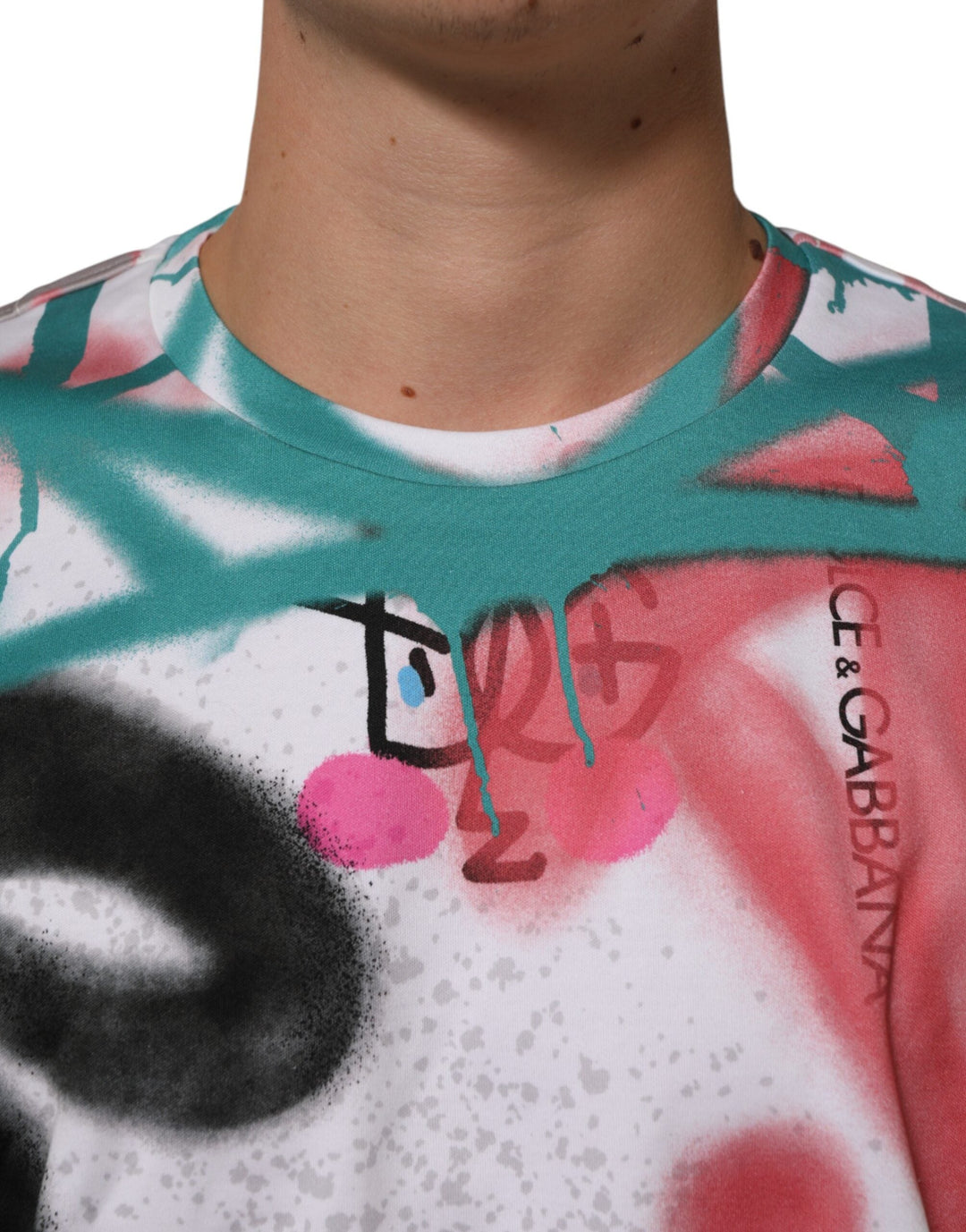 Dolce &amp; Gabbana White Graffiti Crew Neck Short Sleeves T-shirt