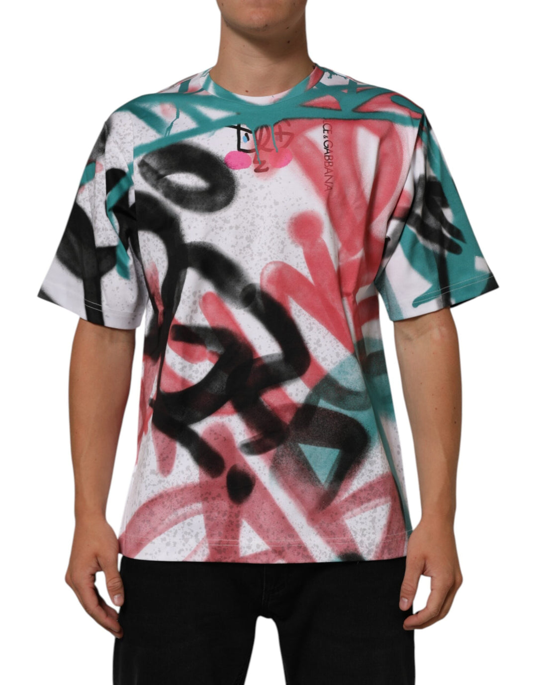 Dolce &amp; Gabbana White Graffiti Crew Neck Short Sleeves T-shirt