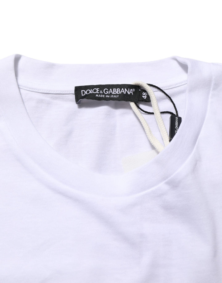 Dolce &amp; Gabbana White Graphic Print Cotton Crew Neck T-shirt