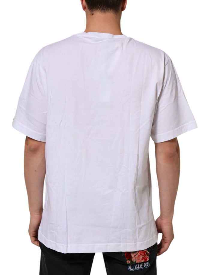 Dolce &amp; Gabbana White Graphic Print Cotton Crew Neck T-shirt