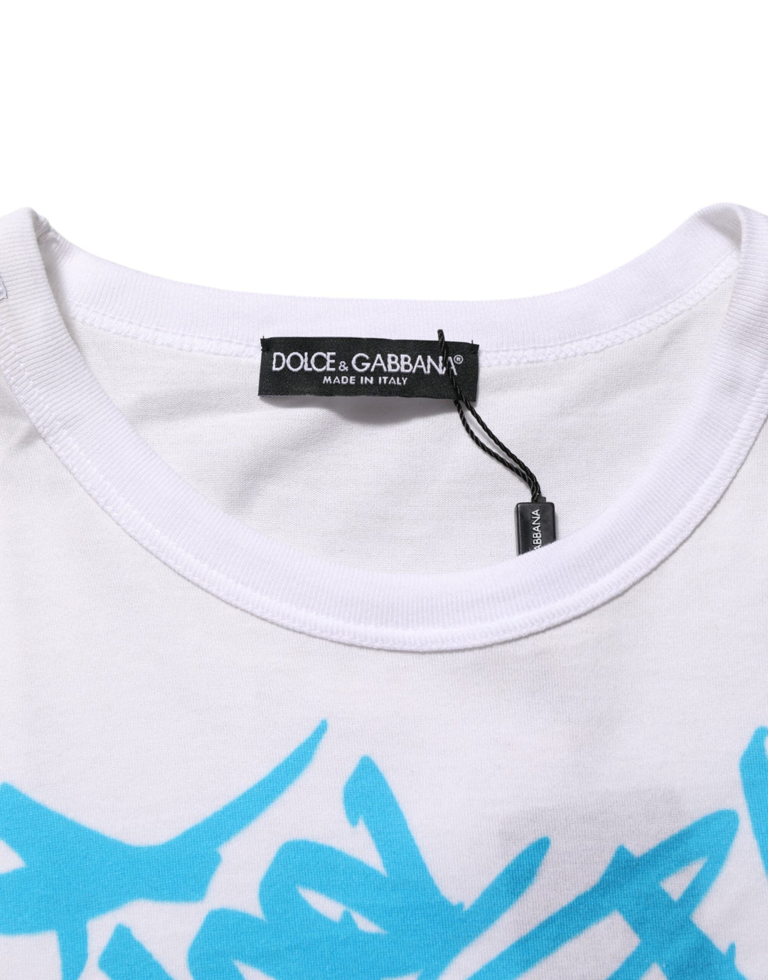 Dolce &amp; Gabbana White Graphic Print Cotton Crew Neck T-shirt