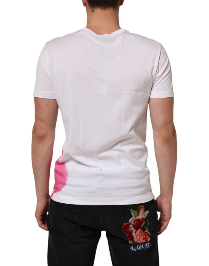 Dolce &amp; Gabbana White Graphic Print Cotton Crew Neck T-shirt