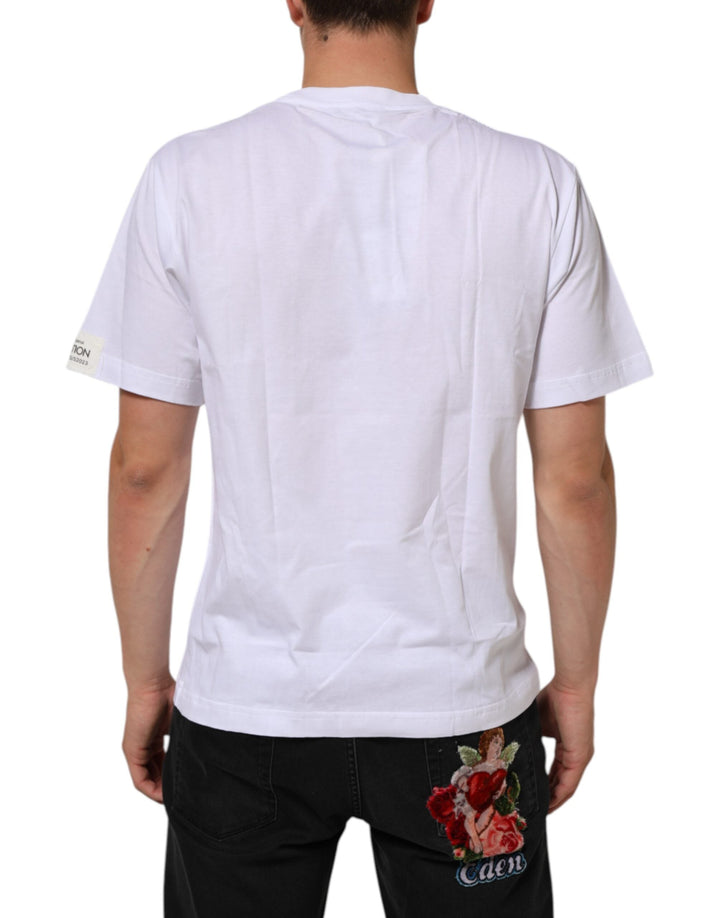 Dolce &amp; Gabbana White Graphic Print Cotton Crew Neck T-shirt