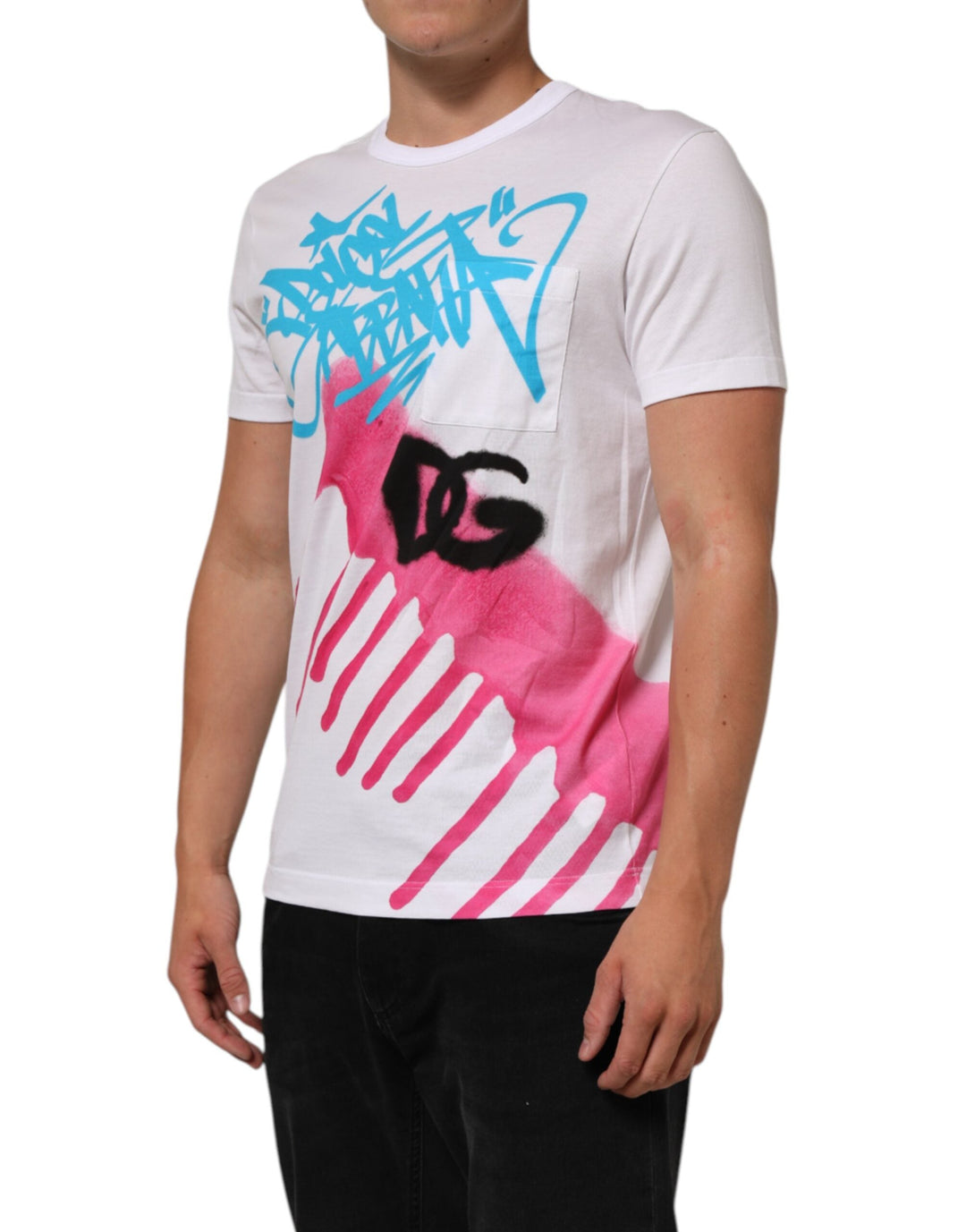 Dolce &amp; Gabbana White Graphic Print Cotton Crew Neck T-shirt